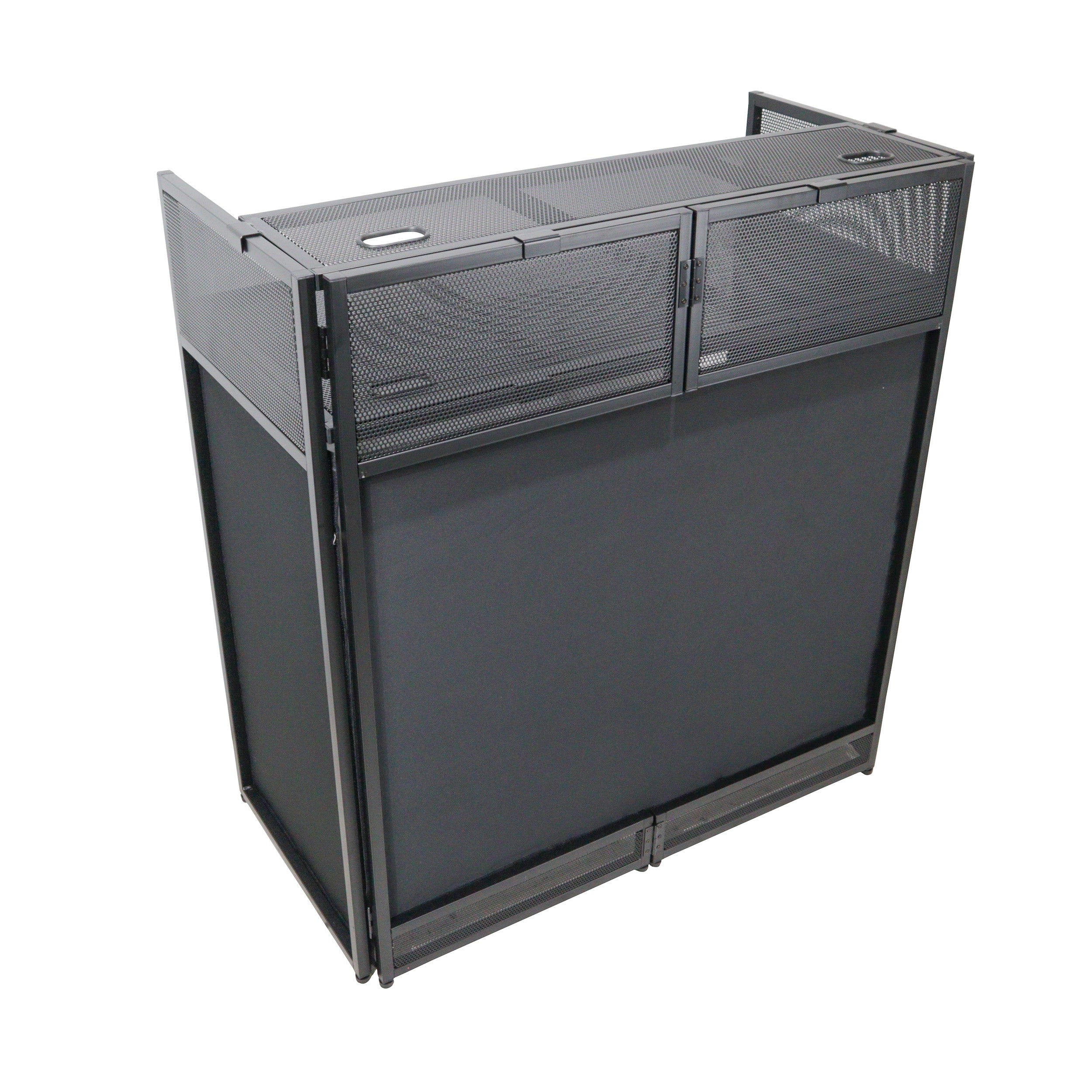 ProX XF-VISTABLMK2 - VISTA DJ Booth Facade Table Station with White and Black Scrim kit and Padded Travel Bag | Black Hardware